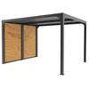 Image de Pergola bioclimatique Habrita Foresta PER3630VBBI 10,80m2 Gris Anthracite avec ventelles latérales alu Mobiles Imitation Bois pour côté 3m