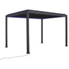 Image de Pergola bioclimatique Habrita PER3040BIELEC en Aluminium 12m2 avec ventelles électriques et Ruban LED Habrita Foresta