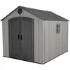 Image de Abri Habrita AP2430BO résine PEHD Imitation Bois grnad Volume de 7,44m2 avec Plancher Toit 2 pentes Habrita Foresta