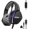 Image de Oniverse Casque Gaming PS5 PS4 Switch 2 Xbox PC Mac avec Micro réglable, LED, Haut-parleurs 50mm, Coussinets Tissu Respirant - Casque Gamer stéréo Filaire Nebula (Infinite Black/Noir)
