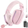 Image de Oniverse Casque Gaming sans Fil Polaris Compatible PS5 PS4 Switch PC Mobile, Casque Gamer léger LED Faible Latence 2.4GHz ou Bluetooth, Batterie 33h, Son virtuel 7.1, Double Micro - Rose