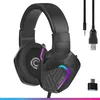 Image de Oniverse Casque Gaming Filaire avec Micro réglable, Compatible PS5 PS4 Switch 2 Xbox PC Mac, Casque Gamer à LED, Haut-parleurs 50mm Confortables et Respirants, Filaire Jack - Meteor (Carbon Black)