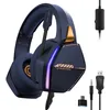 Image de Oniverse Casque Gaming PS5 PS4 Switch 2 Xbox PC Mac avec Micro réglable, LED, Haut-parleurs 50mm, Coussinets Tissu Respirant - Casque Gamer stéréo Filaire Nebula Abyss Blue