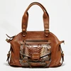 Image de Abaco Paris - Sac à main en Cuir d'Agneau & Python Mini Ode havane - 31x22x3 cm OS