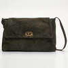 Image de 1987 by Abaco - Sac porté épaule en Velours de Cuir Ana kaki - 37x25x10 cm OS