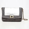 Image de Abaco Paris - Sac bandoulière en Cuir & Velours de Cuir d'Agneau Gaby argenté/gris - 21x15x7 cm OS