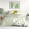 Image de atelier du coton Parure Housse de Couette 2 Personnes 240x220 cm avec 2 Taies d'oreiller Imprimée Vert Areca - Oeko-Tex® - 100% Coton