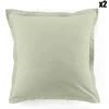 Image de Ateliers du Linge - 2 Taies d'oreiller unies 100% Coton vertes 63x63 cm