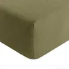 Image de Bâton Rouge Drap Housse 200x200 cm 2 Personnes Bonnet 40 cm Signature Uni Vert Olive - Certifié Oeko-Tex - 100% Lin Lavé
