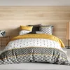 Image de atelier du coton Parure Housse de Couette 2 Personnes 240x220 cm avec 2 Taies d'oreiller Imprimée Jaune Gris LÉO - Oeko-Tex® - 100% Coton