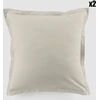 Image de Blanc Passion - 2 Taies d'oreiller en coton unies ivoires 63x63 cm