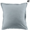 Image de My Home Collection - 2 Taies d'oreiller 100% Coton unies bleu polaire 63x63 cm