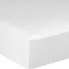 Image de Bâton Rouge Drap Housse 160x200 cm 2 Personnes Bonnet 30 cm Desir Uni Blanc Optique - Certifié Oeko-Tex - 100% Satin de Coton