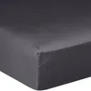 Image de Bâton Rouge Drap Housse 140x190 cm 2 Personnes Bonnet 30 cm Desir Uni Gris Foncé - Certifié Oeko-Tex - 100% Satin de Coton