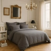 Image de Baton Rouge - Housse de couette satin de coton lavé grise 260x240 cm