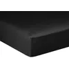 Image de Bâton Rouge Drap Housse 180x200 cm 2 Personnes Bonnet 30 cm Desir Uni Noir Opaque - Certifié Oeko-Tex® - 100% Satin de Coton