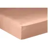 Image de Bâton Rouge Drap Housse 160x200 cm 2 Personnes Bonnet 30 cm Desir Uni Rose Nude - Certifié Oeko-Tex - 100% Satin de Coton