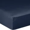 Image de Bâton Rouge Drap Housse 140x190 cm 2 Personnes Bonnet 30 cm Desir Uni Bleu Marine - Certifié Oeko-Tex - 100% Satin de Coton Lavé