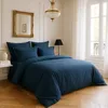 Image de Bâton Rouge Housse de Couette Légère et Douce 2 Personnes 260x240 cm Unie Bleu Marine Desir - Oeko-Tex® - 100% Satin de Coton