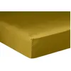 Image de Bâton Rouge Drap Housse 180x200 cm 2 Personnes Bonnet 30 cm Desir Uni Bronze - Certifié Oeko-Tex® - 100% Satin de Coton Lavé