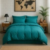 Image de Baton Rouge - Housse de couette en percale de coton lavé bleu canard 240x220 cm