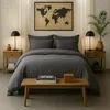 Image de Baton Rouge Housse de Couette 220x240 cm Percale de Coton Lavé Gris Magnet