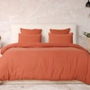 Image de Ateliers du Linge - Parure de Couette 3 pcs 100% Gaze de Coton Lavé safran mineral/safran 260x240 cm
