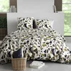 Image de atelier du coton Parure Housse de Couette 2 Personnes 240x260 cm avec 2 Taies d'oreiller Imprimée Marron Bleu Foncé KLEE - Oeko-Tex® - 100% Coton