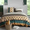 Image de atelier du coton Parure Housse de Couette 2 Personnes 240x220 cm avec 2 Taies d'oreiller Imprimée Orange Emeraude PALUM - Oeko-Tex® - 100% Coton