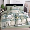 Image de Baton Rouge - Parure housse de couette 3 pièces en percale de coton 80 fils Althé verte 240x220 cm