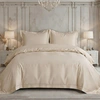 Image de Baton Rouge - Parure housse de couette 3 pièces en satin de coton 120 fils brodé beige 240x220 cm