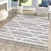 Image de Tapis de Couloir à Franges Style Boheme Sisal et Motif Geometrique en Relief à Poils Bouclés (80 x 150 cm, Model 06)