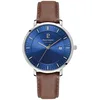Image de Pierre Lannier - Montres Homme Solaire - Collection INTI 208H164 - Boîtier Rond en Acier Argenté - Bracelet Interchangeable Cuir Brun 18 mm - Étanche 30M - 0