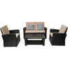 Image de Ensemble de meubles de terrasse "Ilana" - 4 pièces - Osier - Noir
