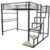 Image de Habitat et Jardin Lit Mezzanine en métal avec escalier Lena - 140 x 190 cm - Noir