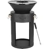 Image de Barbecue plancha brasero a charbon et bois "Cesar" - 49 x 49 x 92 cm - Noir