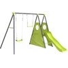 Image de Portique de Jeu en métal avec Toboggan Kylian - 4 agrès - Vert