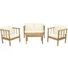 Image de Salon de Jardin en Bois avec Coussins Inclus Milano - 4 Places - Beige