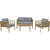 Image de Salon de Jardin en Bois avec Coussins Beckham - 4 Places - Gris