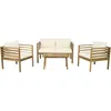 Image de Salon de Jardin en Bois avec Coussins Inclus Beckham - 4 Places - Beige