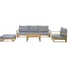 Image de Salon de Jardin en Bois modulable avec Coussins Bellingham - 5 Places - Beige
