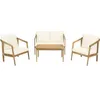 Image de Salon de Jardin en Bois d'acacia avec Coussins Presley - 4 Places - Beige