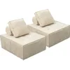 Image de Habitat et Jardin Lot de 2 chauffeuses pour canapé modulables en Tissu texturé Velluto - Beige