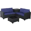 Image de Salon de Jardin en résine tressée avec Coffre de Rangement Riley - 4 Places - Bleu foncé
