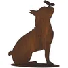 Image de Jardinex Bouledogue en métal rouillé : Figurine décorative de Rouille