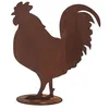 Image de Jardinex Figurine Coq en métal rouillé : déco Rouille