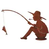 Image de Jardinex Sculpture Petit Pêcheur métal Patine Rouille : déco Rouille