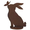 Image de Jardinex Figurine Lapin Bisou métal Rouille : déco Rouille