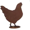 Image de Jardinex Figurine Poule en métal rouillé : déco Rouille