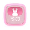 Image de Mob   Réveil et Veilleuse pour Enfant Billy Clock - Motif Lapin - Face Avant Tissu - Cadre Plastique Soft-Touch - Programmation de la Date, de l'Heure et de 3 Alarmes (Rose)